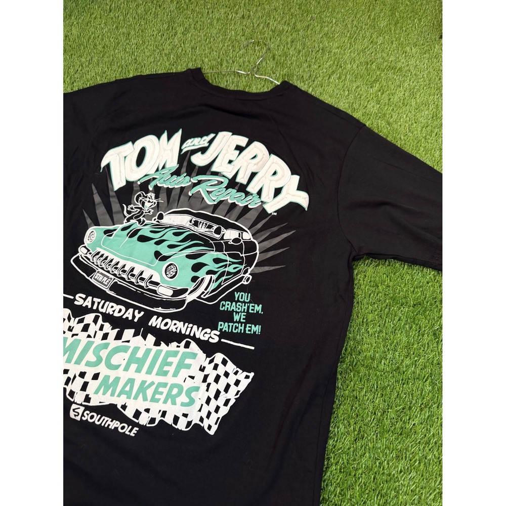 Southpole x Tom and Jerry Auto Repair Graphic T-Shirt Black Mens Large L
